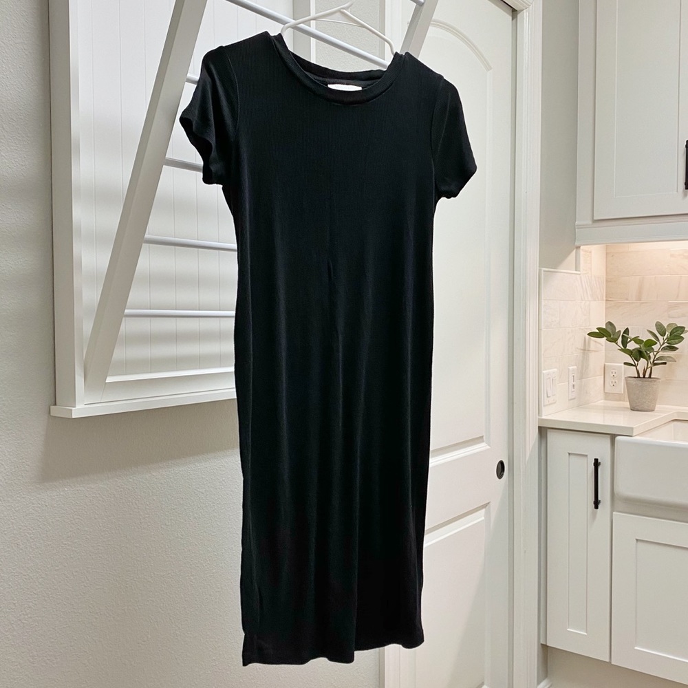 Black Maternity Fitted T Shirt Dress